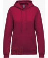 Sudadera con capucha mujer color burdeos
