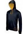 Sudadera bicolor con capucha de caballero negro/amarillo