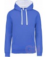 Sudadera bicolor con capucha de caballero celeste/blanco
