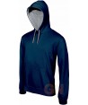 Sudadera bicolor con capucha de caballero marino/gris