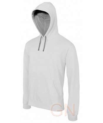 Sudadera bicolor con capucha de caballero blanco/gris