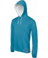 Sudadera bicolor con capucha de caballero color azul tropical/blanco