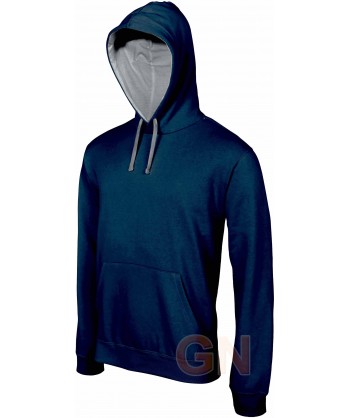 Sudadera con capucha mujer color  marino/gris