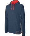 Sudadera con capucha mujer color  marino/rojo