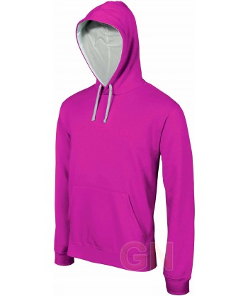 Sudadera con capucha mujer color  Fucsia/gris