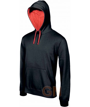Sudadera con capucha mujer color negro/rojo