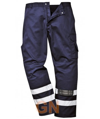 pantalón multibolsillos con cintas reflectantes color marino