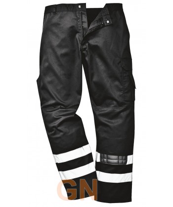 pantalón multibolsillos con cintas reflectantes color negro