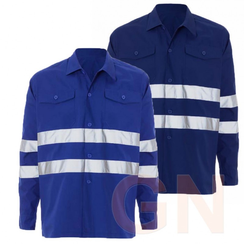 Camisa de manga larga color marino con cintas reflectantes