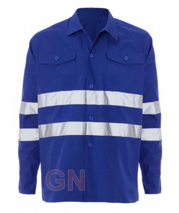 Camisa de manga larga color azulina con cintas reflectantes