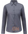 Camisa de manga larga con bolsillo para mujer, color gris