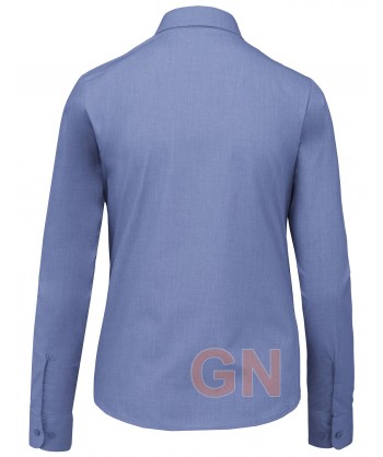 Camisa de manga larga con bolsillo para mujer, color azul cobalto