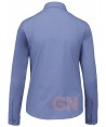Camisa de manga larga con bolsillo para mujer, color azul cobalto