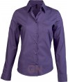 Camisa de manga larga con bolsillo para mujer, color púrpura