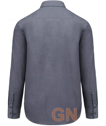Camisa de manga larga con bolsillo para hombre color gris