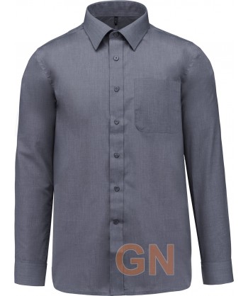 Camisa de manga larga con bolsillo para hombre color gris