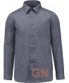 Camisa de manga larga con bolsillo para hombre color gris
