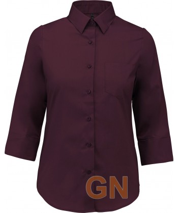 Camisa de manga 3/4 para mujer color burdeos