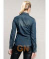 Camisa vaquera de manga larga con bolsillos para mujer