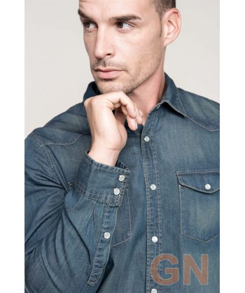 Camisa en tejido vaquero para hombre