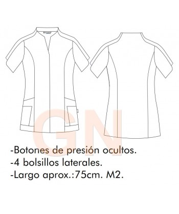 Blusa de microfibra de manga corta y corchetes para esteticista