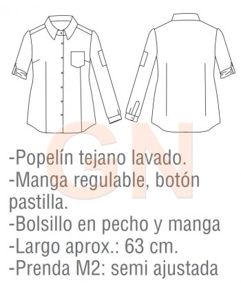 Camisa manga larga vaquera para mujer