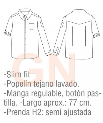 Camisa vaquera de manga larga -Hombre-