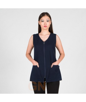 Blusa sin mangas con cierre cremallera central para esteticista