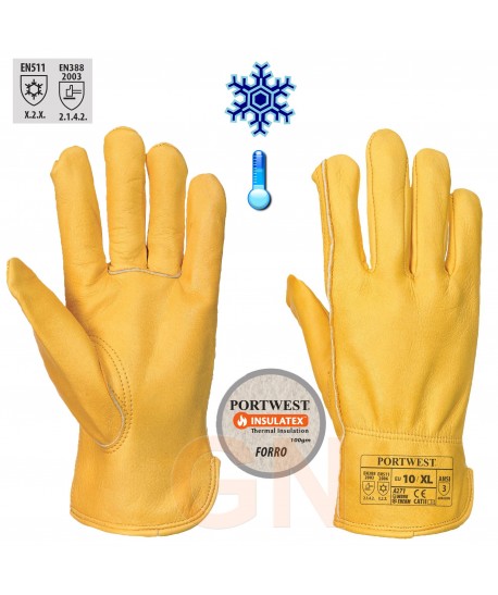 Guantes de piel con forro polar de Insulatex