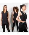 Blusa de microfibra sin mangas para esteticista con cremallera central
