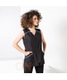 Blusa de microfibra sin mangas para esteticista con cremallera central