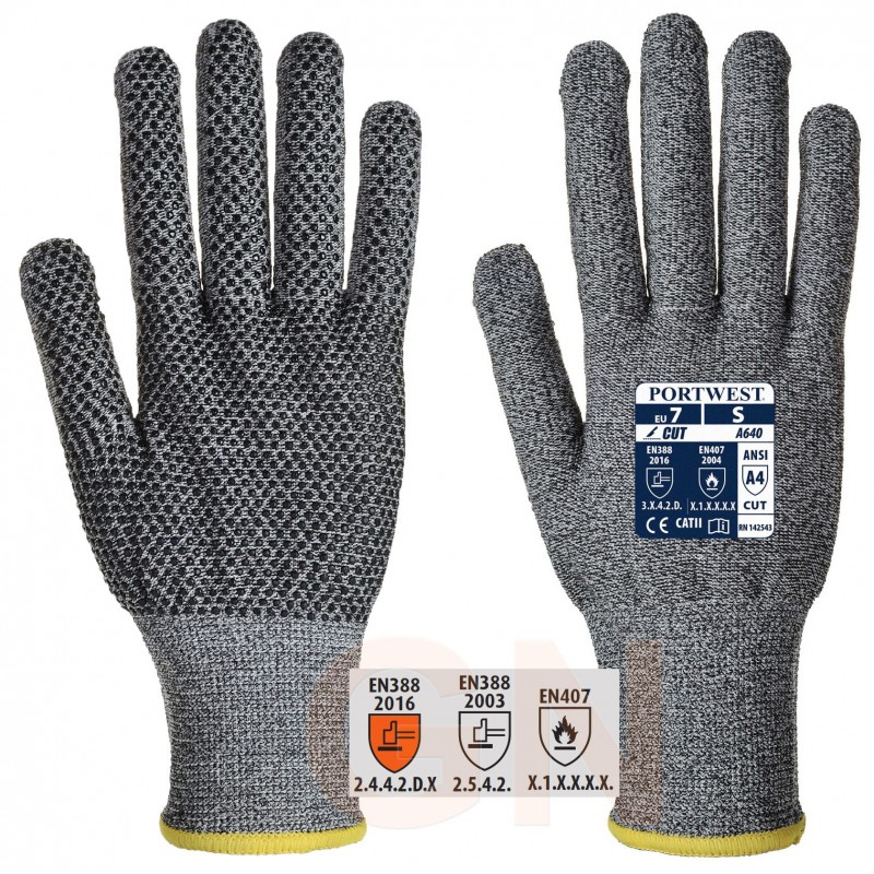 Guante grip de nivel de corte 5 y puntos de PVC