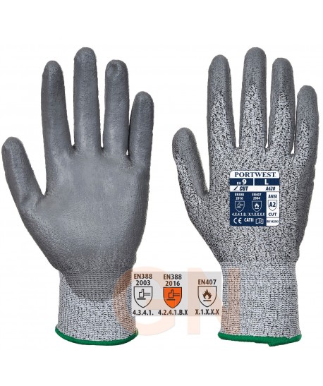 Guante de nylon y nitrilo anti corte nivel 3 color gris