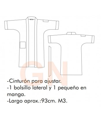 Túnica manga larga con cinturón para ajustar en cintura -Unisex-