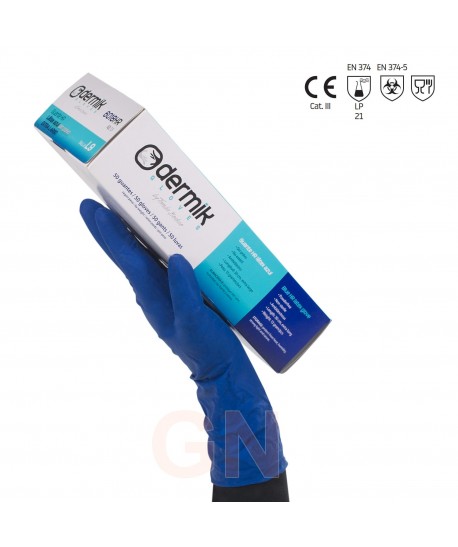 Guantes desechables de látex color azul sin polvo