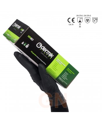 Guante desechable de nitrilo grueso sin polvo color negro