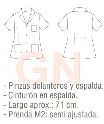 Casaca vichy de manga corta para limpieza -Mujer-