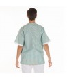 Casaca de señora de tejido vichy de manga corta y cuello pico color verde