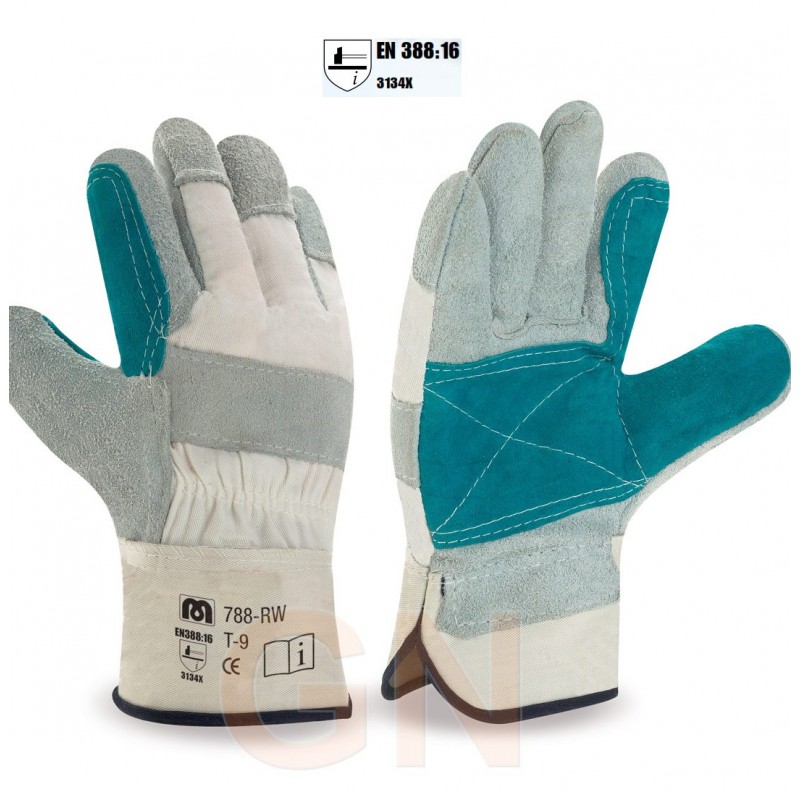 Guantes americanos de serraje y lona
