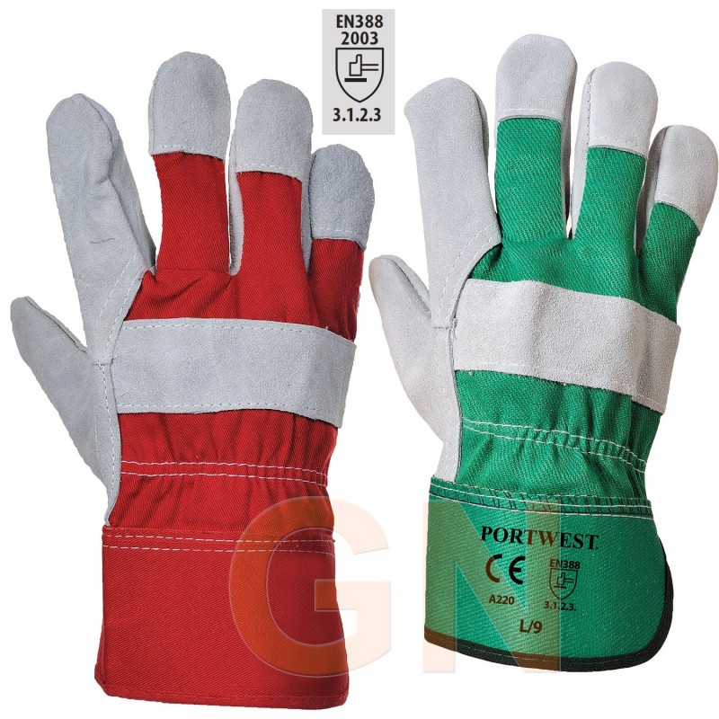 Guantes americanos de serraje y manguitos de lonaa