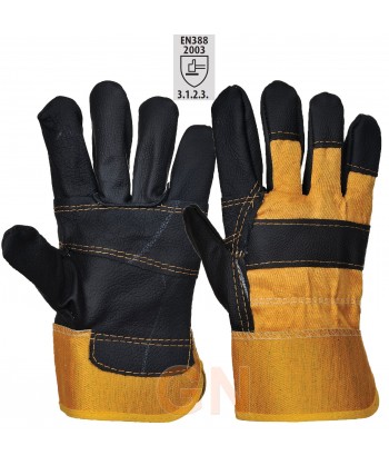 Guantes de piel con manguitos de lona