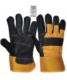 Guantes de piel con manguitos de lona