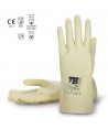 Guantes largos de látex beige para uso en industria química y alimentaria