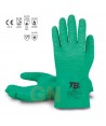 Guantes gruesos de caucho color verde para productos químicos