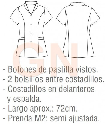 Casaca microfibra de manga corta  para camarera hotel
