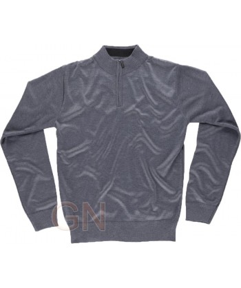 Jersey fino de media cremallera color gris