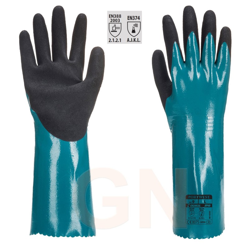 Guantes de nitrilo color verde para productos químicos