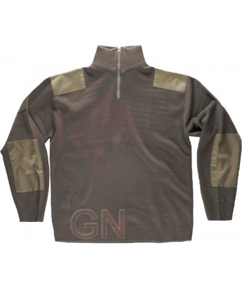 Jersey de media cremallera con refuerzos color kaki