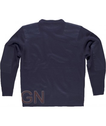 Jersey de cuello redondo con refuerzos en codos color azul marino