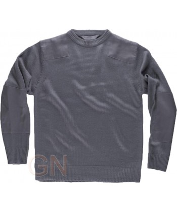 Jersey de cuello redondo con refuerzos en codos color gris